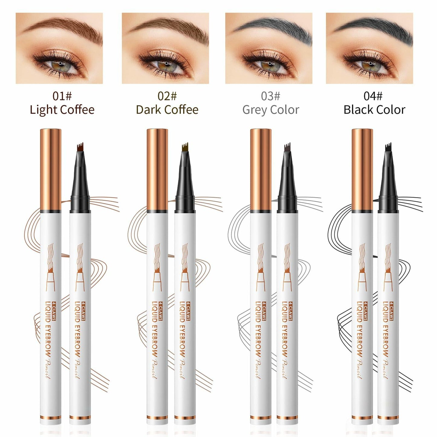 YIWANLLE Eyebrow Microblading Pen 3D Waterproof 4 Fork Tip Dark Coffee 1 Count