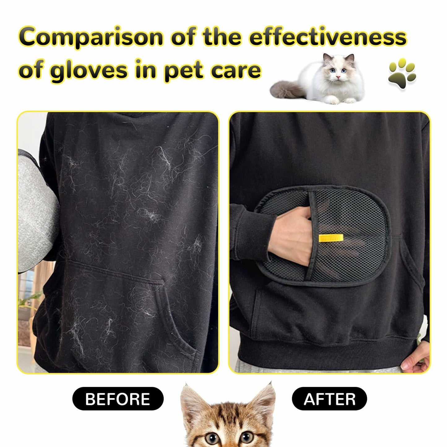 Generic Pet Hair Remover Glove 4-in-1 Brush 17in Handle Black Ergonomic Grip