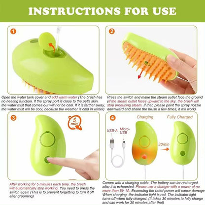 MCEG Pet Steam Brush for Cats & Dogs Shedding Indoor Grooming Tool