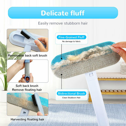 Generic Pet Hair Remover Glove 4-in-1 Brush 17in Handle Black Ergonomic Grip