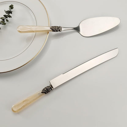 CATHYLIN Wedding Cake Knife & Server Set, Italian Style, 2 pcs, Yellow