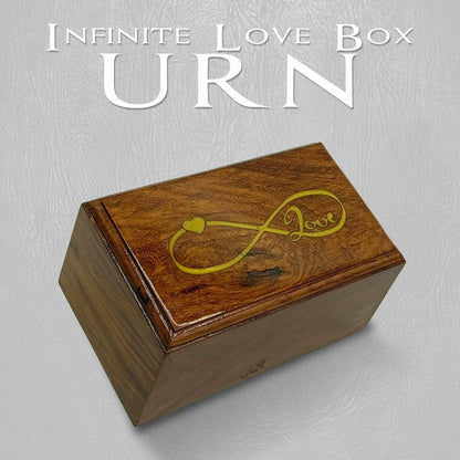 AYZCORP Wooden Urn Infinity Love Design Rosewood Pet Cremation Box