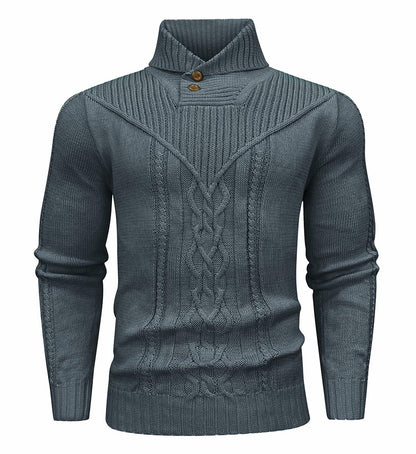 SAVKOOV Men's Shawl Collar Cable Knit Pullover Sweater Deep Gray Size 3X-Large