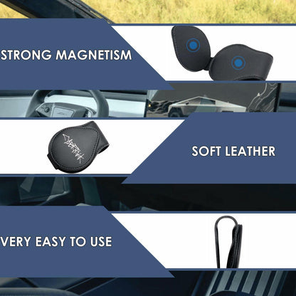 TSTESE Car Sunglass Holder Tesla Cybertruck 2024-2025 Leather White Organizer
