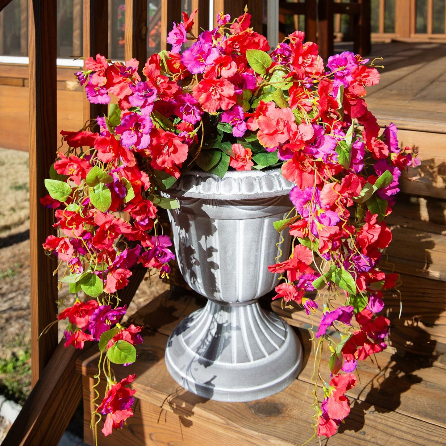 Ivydale Artificial Hibiscus Hanging Flowers UV Resistant Outdoor 2pcs Fuchsia