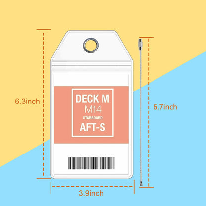 10 Pack Princess Clear Luggage Tag Holders with Steel Loops for Cruise Ships