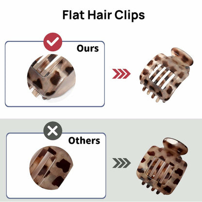 6Pcs Flat Square Leopard Hair Clips Large Claw Clips Non Slip Strong Hold