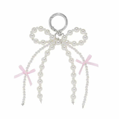 ICFIRSION Pearl Bow Keychain for Women Coquette Purse Bag Charm Style1