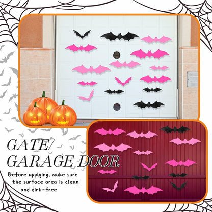 Konohan Halloween Bat Magnets 15 Pcs 3D PVC Black Pink Hot Pink 16x4-8x4cm