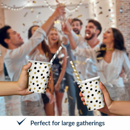 PAW 50-Pack 8.5oz Disposable Paper Cups Gold Confetti Hot & Cold Party Cups