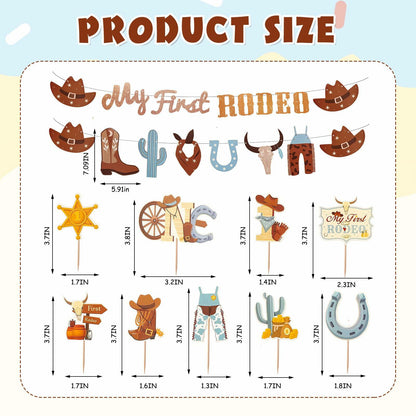 36PCS My First Rodeo Boy Birthday Decorations Baby Shower Party Supplies