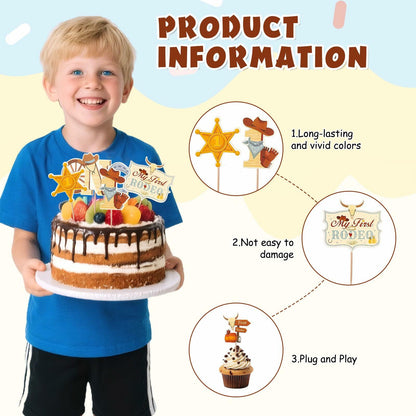 36PCS My First Rodeo Boy Birthday Decorations Baby Shower Party Supplies