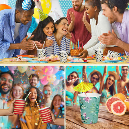 PAW 50-Pack 8.5oz Disposable Paper Cups Gold Confetti Hot & Cold Party Cups