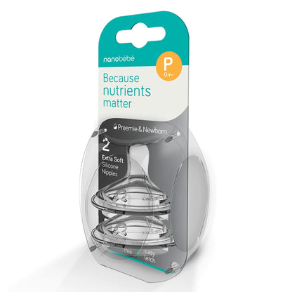 Nanobebe Flexy Silicone Bottles Nipples Triple Vented Twin-Pack - Slow Flow