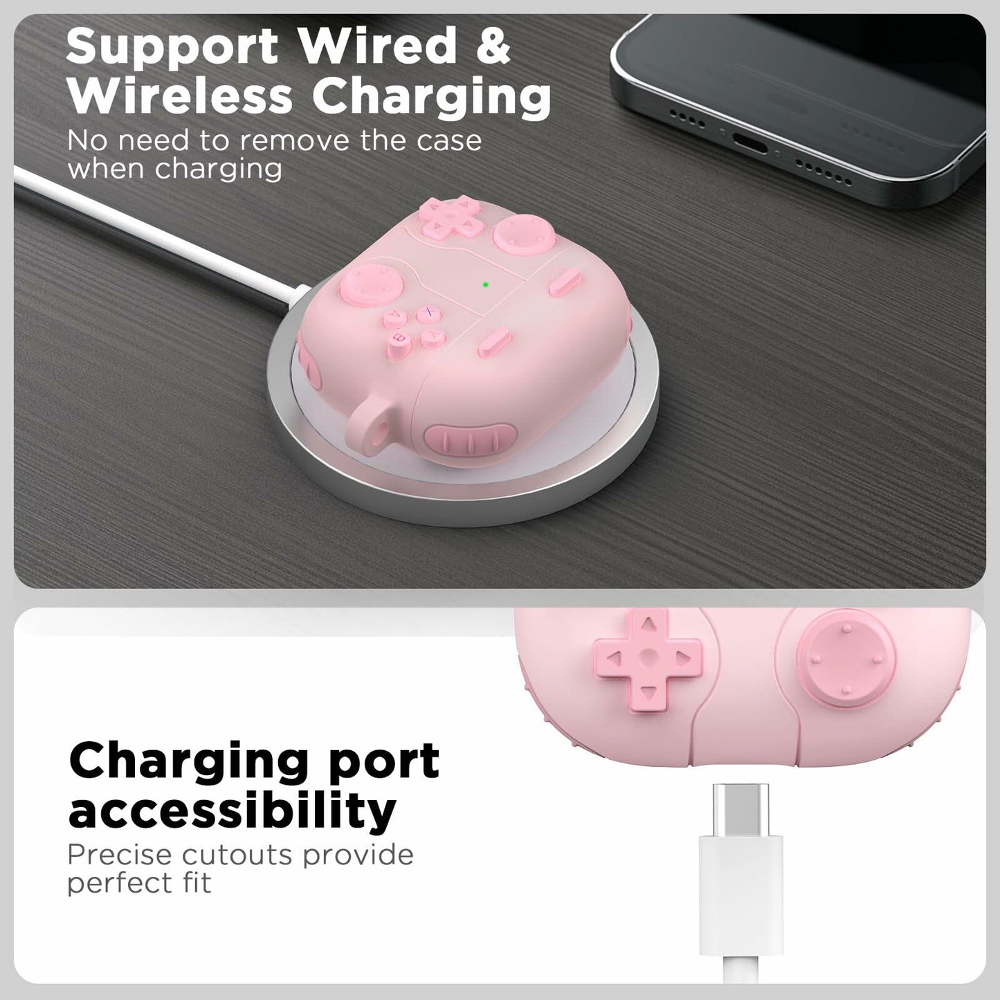 AirPods 4th Gen Case Shockproof Silicone with Cleaner Kit & Keychain Pink