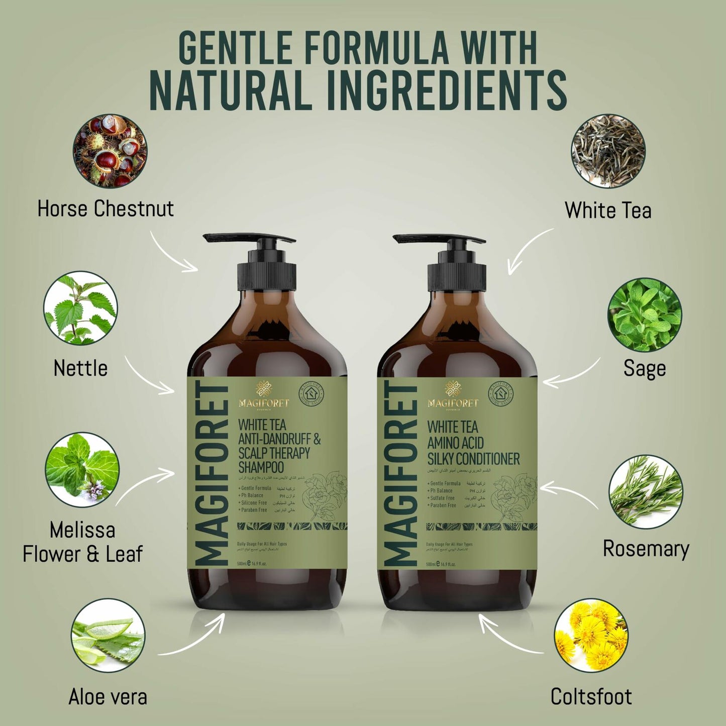 MagiForet Anti-Dandruff Shampoo & Conditioner Set 2x500ml Dry Flaky Scalp