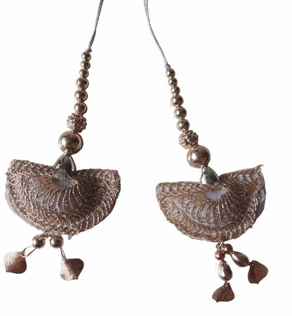 Handmade Ethnic Latkan Tassels for Saree & Blouse 1 Pair Light Coffee