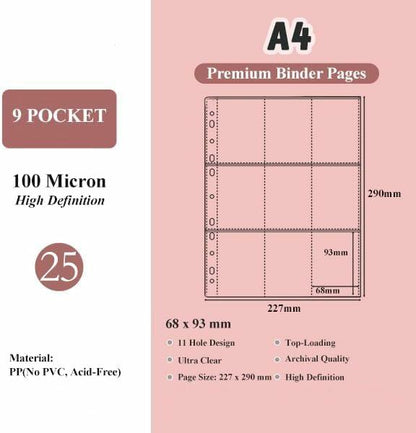 A4 Kpop Photocard Binder 25 Pages 9-Pocket White Album for Instax Mini Photos