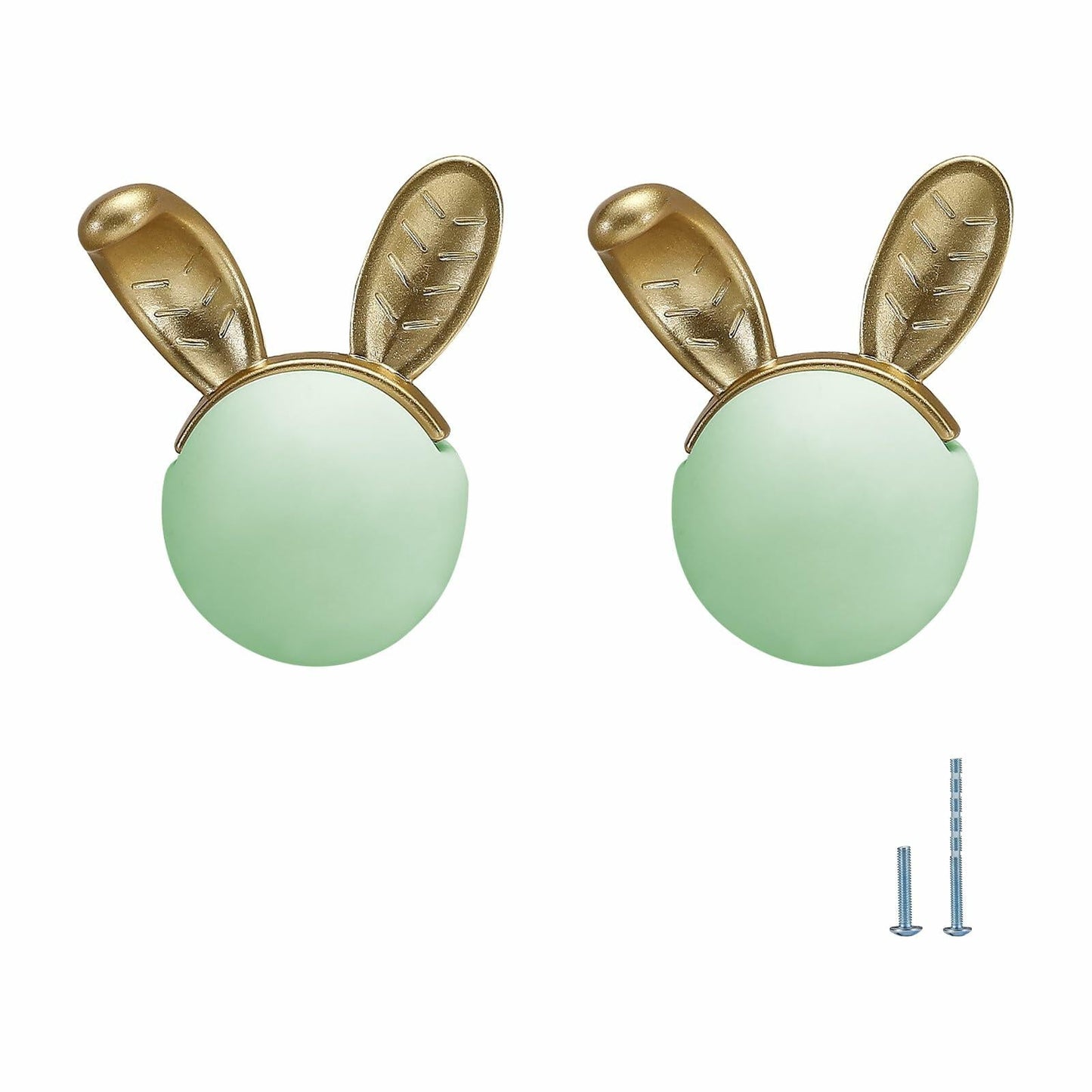 Evionlin 2pcs Green Rabbit Ceramic Cabinet Handles Kitchen Drawer Pulls