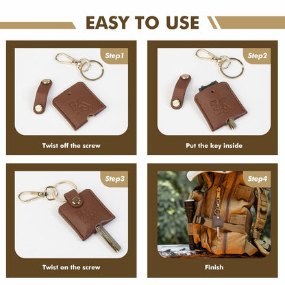 KARENSKEYS Leather Car Key Cover 2pcs Key Sleeve Loop Replacement