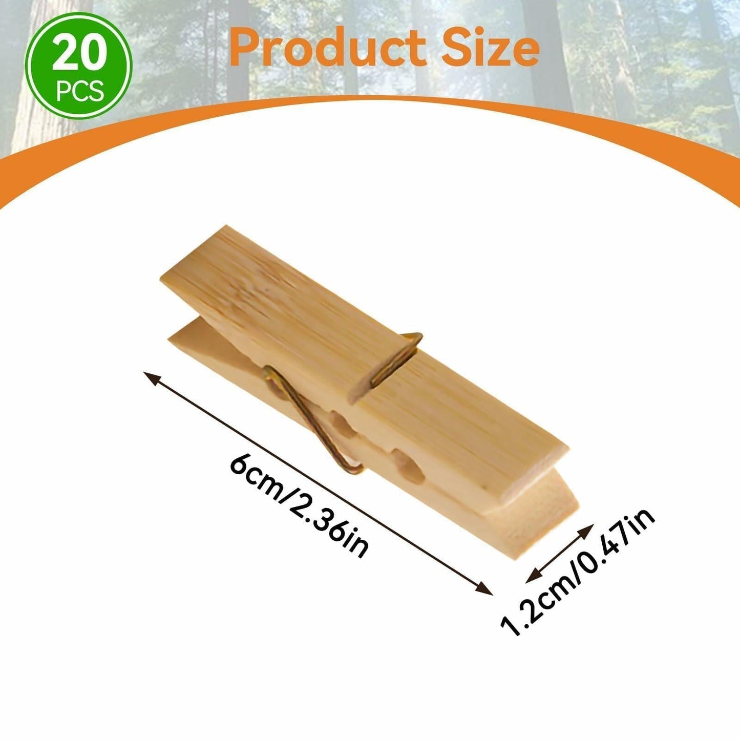 Mini Wooden Clothespins 20PCS Bamboo Clothes Pins Spring Clips Windproof