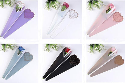 JOSON 24pcs Flower Packaging Bags 6 Colors Single Rose Diamond Heart Gift