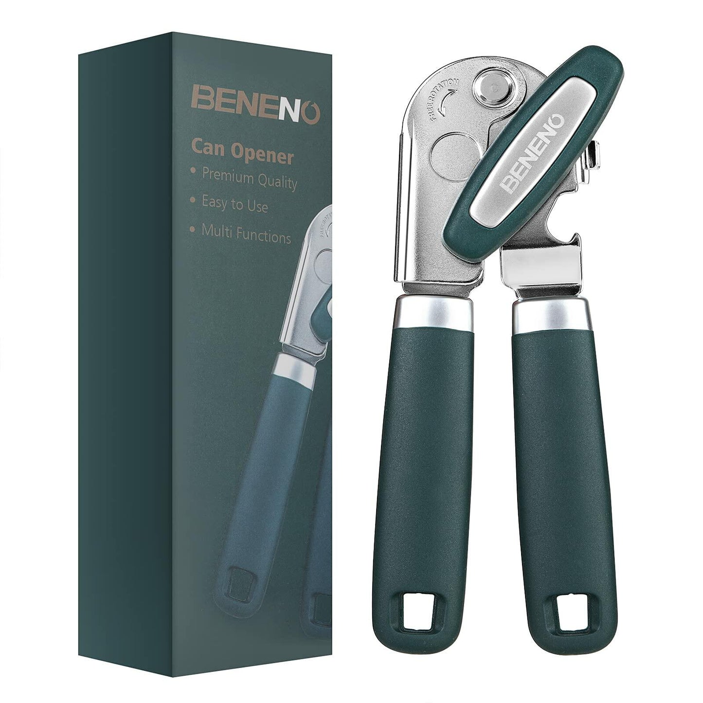 Beneno Manual Can Opener Heavy Duty Carbon Steel Sharp Blade Green