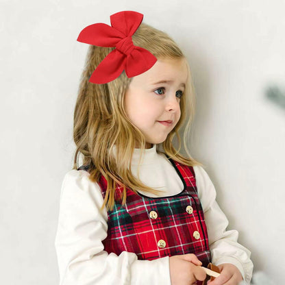 BOENBE LOVED Satin Ribbon Bows Hair Clips for Toddlers, Kids & Teens Red