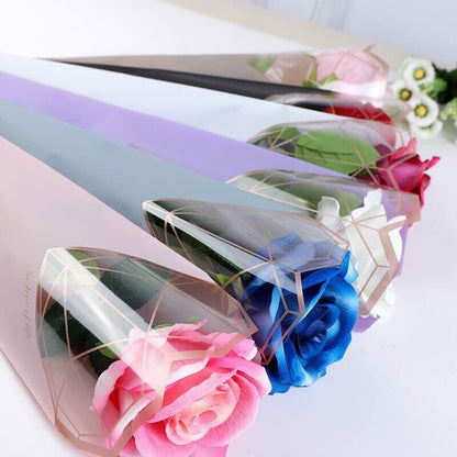 JOSON 24pcs Flower Packaging Bags 6 Colors Single Rose Diamond Heart Gift