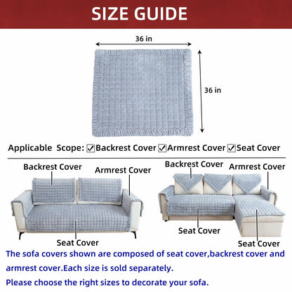 TAOMOCASTL Velvet Sectional Couch Cover Non Slip Sofa Protector Gray 36x36
