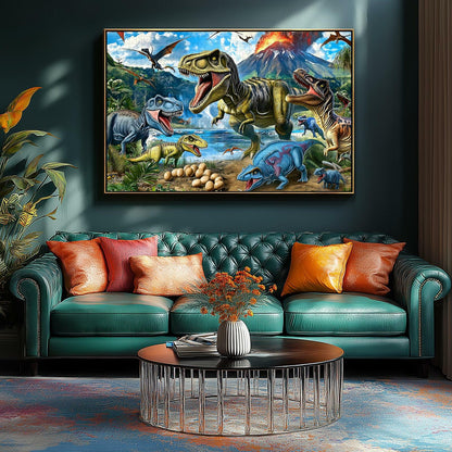 MINIWAN Dinosaur Floor Puzzle 200 Pieces Colorful Jurassic Park 19x13 in