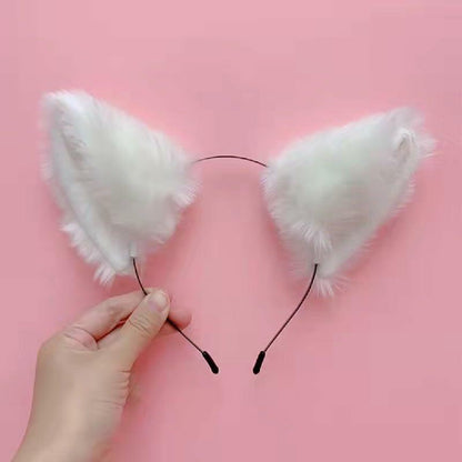 Jinshining White Cat Fox Ears Cosplay Headband with Bells Faux Fur Unisex
