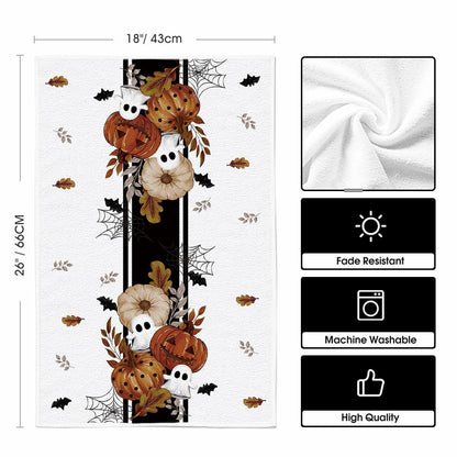 Artoid Mode Halloween Kitchen Towels Set 2 Black Polka Dot Pumpkin 18x26 Inch
