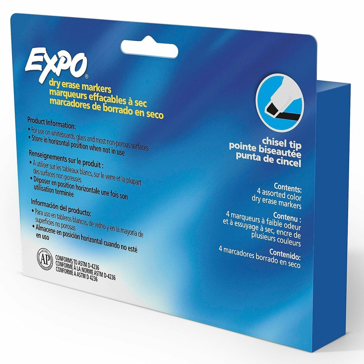 EXPO Low Odor Dry Erase Markers Chisel Tip Basic Assorted 4 pk