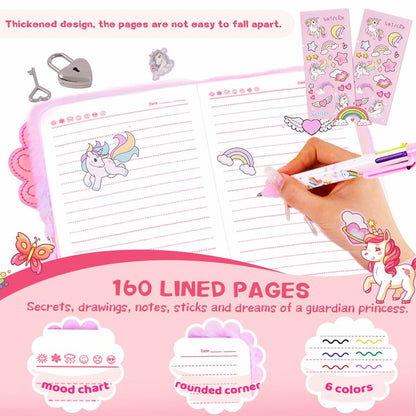 PrinBarBee French Bulldog Diary with Lock Plush 160 Pages Multicolor Pen