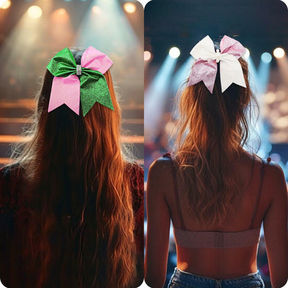 Tiltol 2 PCS Enchanted Witch Hair Bow Clips Pink Green & Pink White