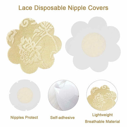 JROZXF Lace Nipple Pasties Adhesive Disposable Bra Covers 15 Pairs Size 3.2inch