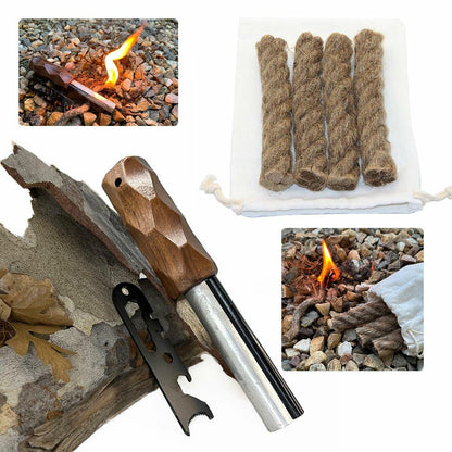 Exploration Gadget Inc. Emergency Fire Starter with Weatherproof Fat Rope Brown