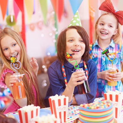 SODWINCO 24PCS Art Drinking Crazy Straws Kids Birthday Party Supplies Multicolor