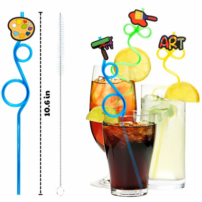 SODWINCO 24PCS Art Drinking Crazy Straws Kids Birthday Party Supplies Multicolor