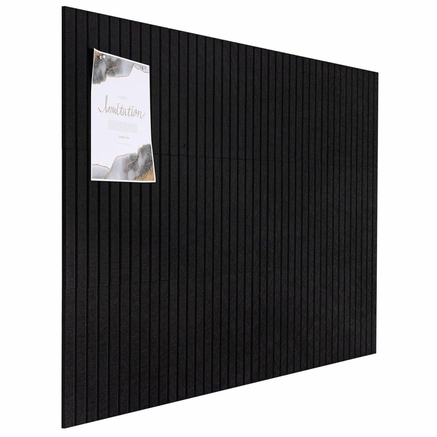 FUANGUI Felt Board 12 Pack Large Wall Tiles with Adhesive Tabs Stripe Black