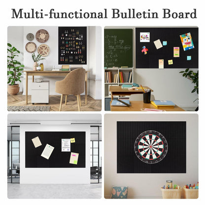 FUANGUI Felt Board 12 Pack Large Wall Tiles with Adhesive Tabs Stripe Black