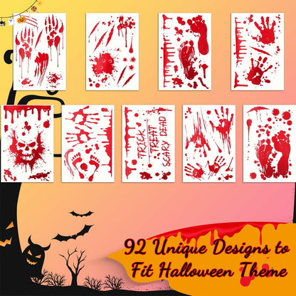 Oeyliz Halloween Window Stickers Bloody Hand & Footprint 9 Sheets Decor