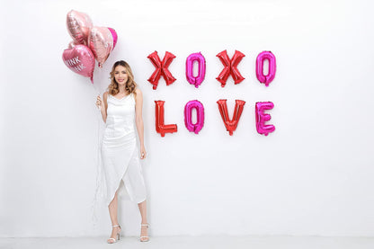 Giga Gud XOXO LOVE Letters Foil Balloon 16 Inch Pink Red 1 Pc