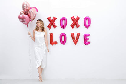Giga Gud XOXO LOVE Letters Foil Balloon 16 Inch Pink Red 1 Pc