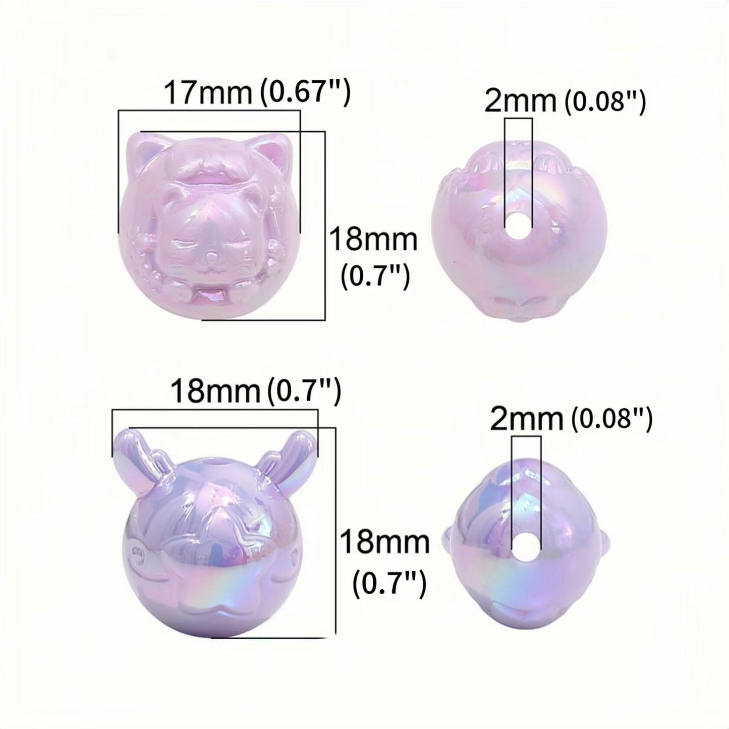 18Pcs Cute Beads for Pens (Acrylic, Mixed Color, Dragon Head Cat) - DIY
