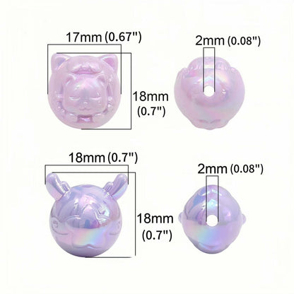 18Pcs Cute Beads for Pens (Acrylic, Mixed Color, Dragon Head Cat) - DIY