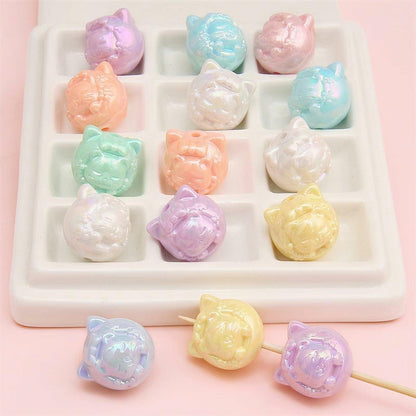 18Pcs Cute Beads for Pens (Acrylic, Mixed Color, Dragon Head Cat) - DIY