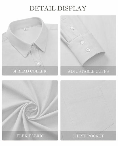 Gleeivy Women's Wrinkle Free Oxford Button Down Shirt Light Gray Size L