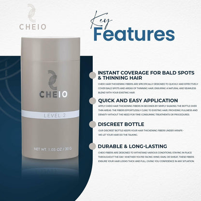 Cheio Hair Thickening Fibers 30g Level 2 Medium Brown Keratin Fibers